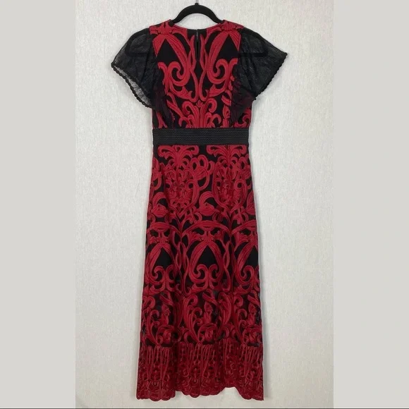 Foxiedox Red and Black Embroidered Dress Sz 2 New! - Picture 3 of 16